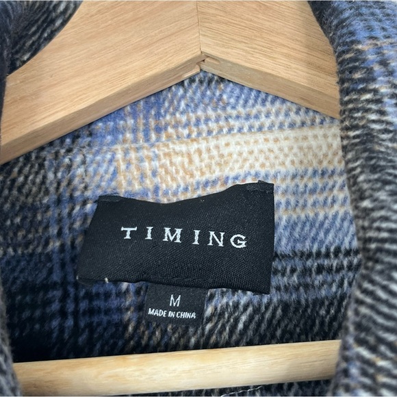 Timing Plaid Shacket Long Sleeve Button Down Top - Picture 8 of 8